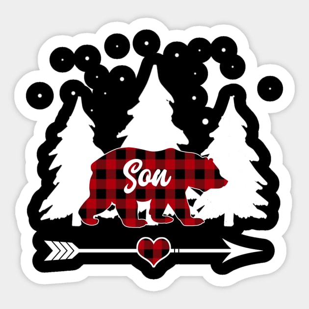 Son Bear Buffalo Plaid Christmas Matching Family Pajama Sticker by Soema